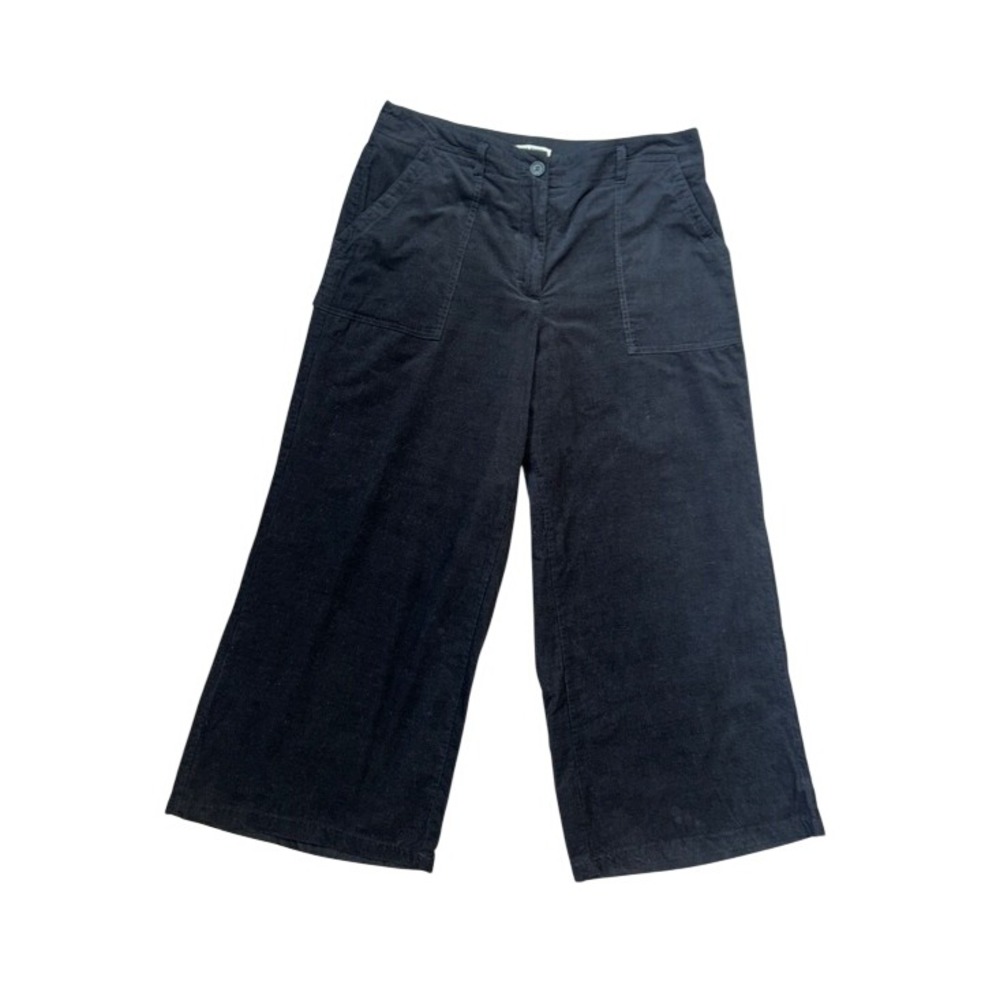 Max Studio London Black Corduroy Wide Leg Crop Pants Size Large